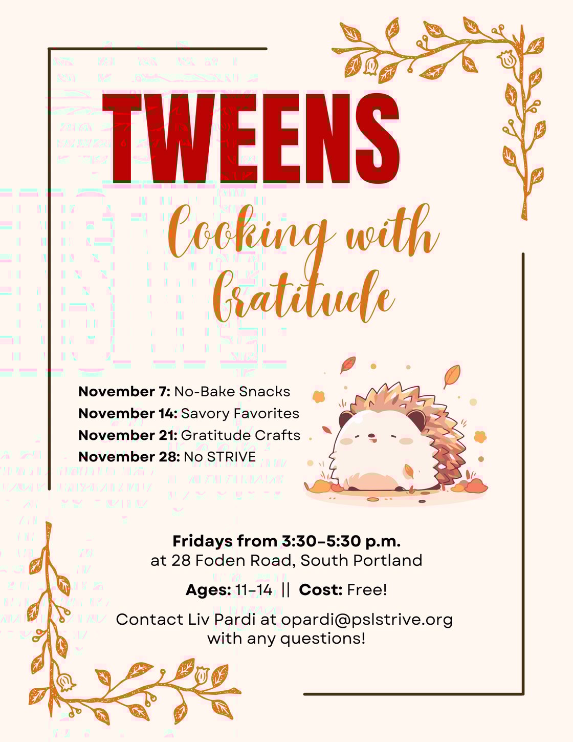 Tweens November Cooking
