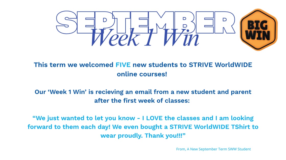 Weekly Win 1 Septmeber
