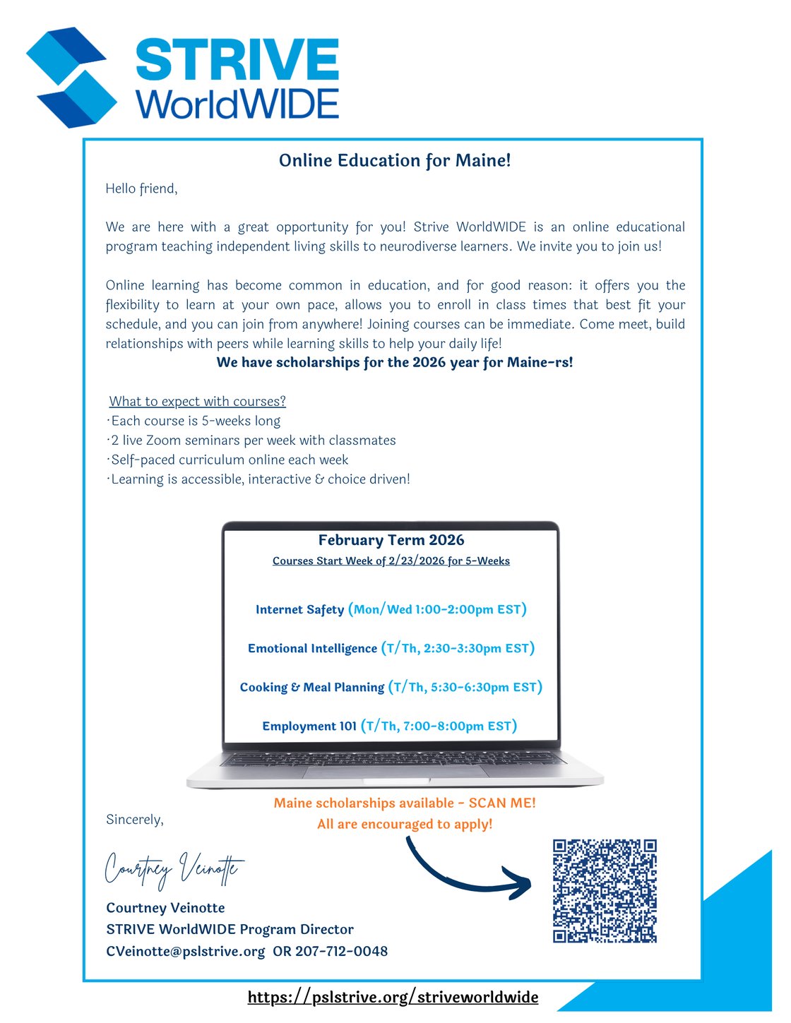 _2026 Courses - Scholarship Letter